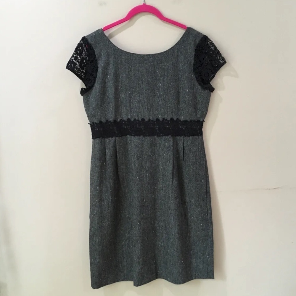 J.crew Sheath Dress wool grey cap sleeve lined women 10 classic work career